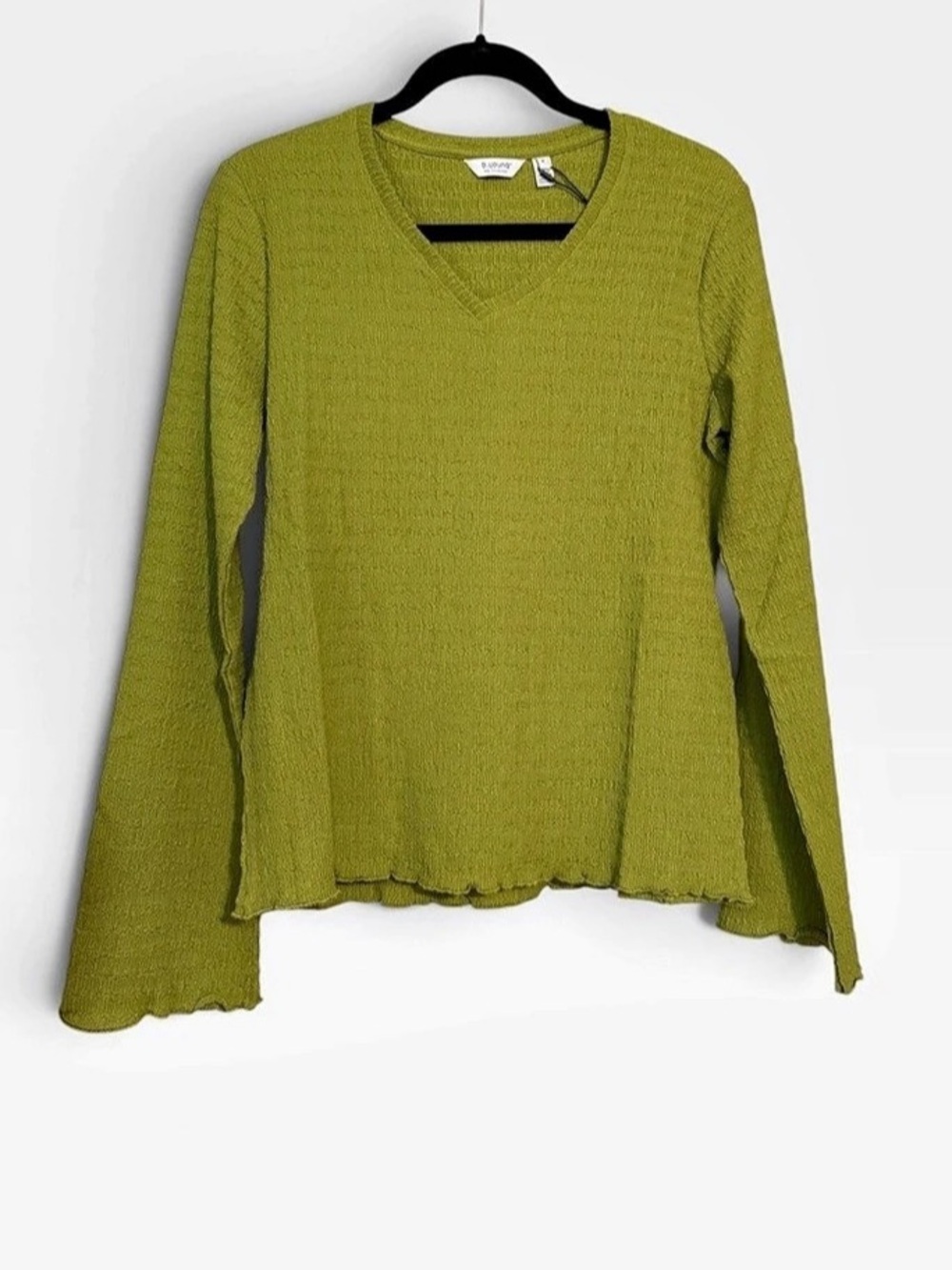 b.young BYpabla Top V-Neck Textured Sweater in Green Size Medium NWT